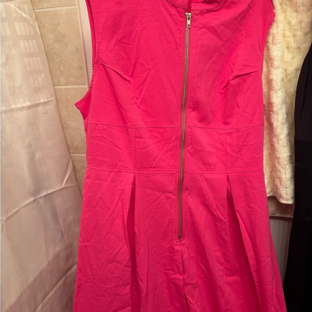 Chic Pink Maxi Dress with Front Zipper
